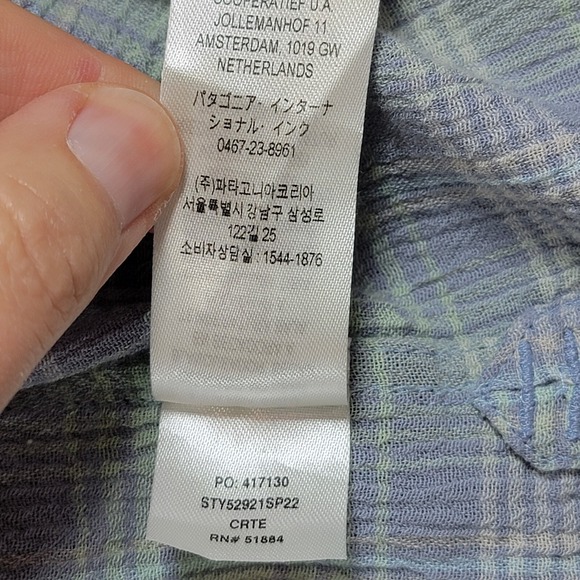 Patagonia Organic Cotton Shirt Mens M Gauze Button Up Plaid Short Sleeve Pocket - Picture 10 of 14